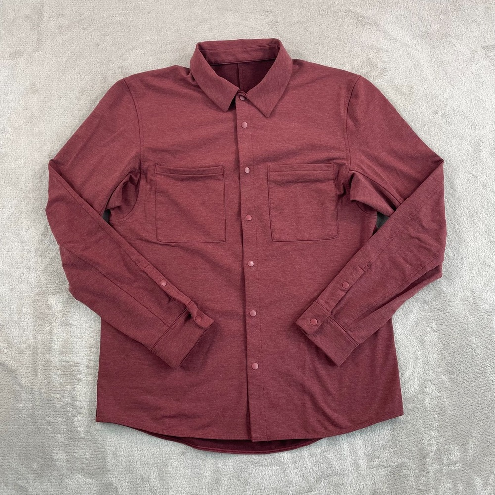 Lululemon‎ Compatibility Performance Shirt Men Medium Heather Brick Red Snap Up